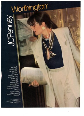 JC Penny Worthington Women Fashion Vintage 1988 Print Ad