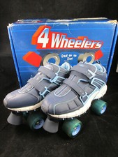 VINTAGE Rollerskates SKECHERS Womens 4 Wheel Racers Navy/Carolina Blue Size 9.5