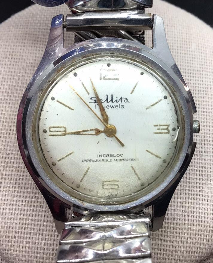 Vintage Mens Sellita 17 Jewels Incabloc Wrist Watch 