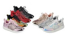 New Women Holographic Sequin Lace Up Flat Fashion Sneaker Ankle Bootie Boot Shoe