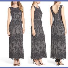 NEW 218 Pisarro Nights 14 Embellished Mesh Gown M548