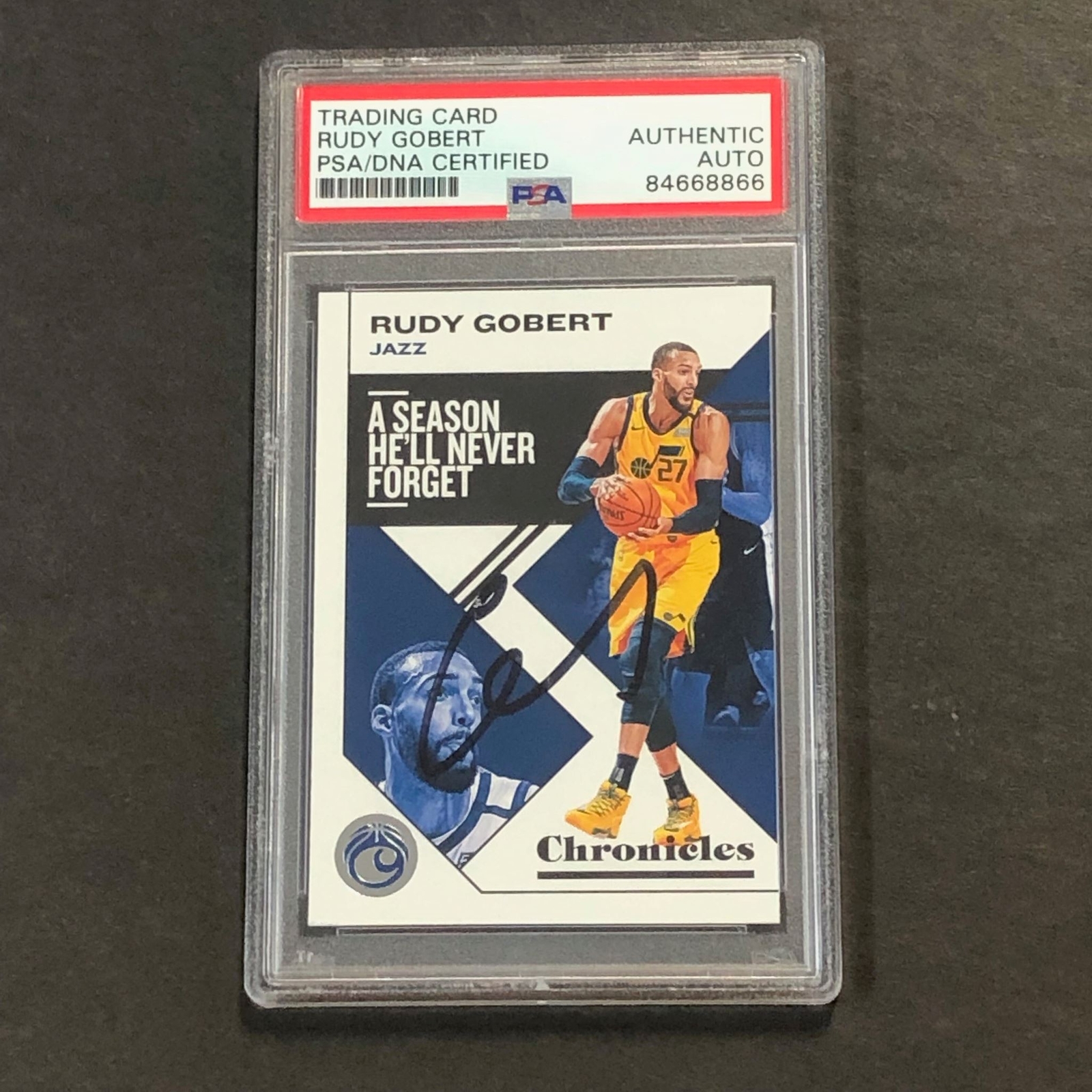 2019-20 NBA Chronicles #40 Rudy Gobert Signed Card AUTO PSA Slabbed Jazz 