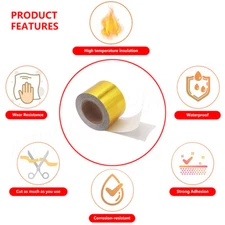 15Feet Self-Adhesive Reflective Heat Wrap Shield Barrier Protection Tape Gold