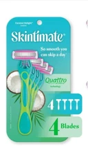 Skintimate COCONUT DELIGHT Quattro Women’s 4 Blade Disposable Razors 4 CT