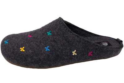 Haflinger Hausschuhe Everest Farfalline Anthrazit Grau Pantoffel Filz 484014-04