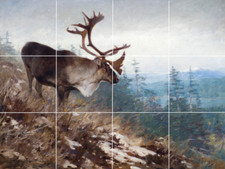 yukon king caribou reindeer moose deer wildlife ceramic tile mural backsplash