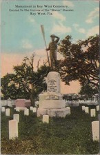 Postcard Monument Key West Cemetery Victims Maine Disaster Key West FL