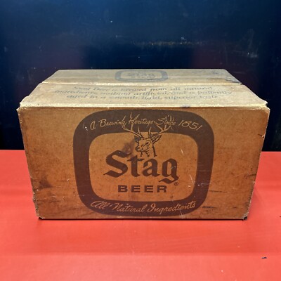 Stag Beer Bottle Cardboard Box Shipping Box Holds 24 Bottles 16.5x9.5x10 VTG