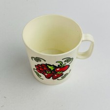 White Plastic Handled Toy Cup Strawberries Fruit Kids Pretend Play Toy