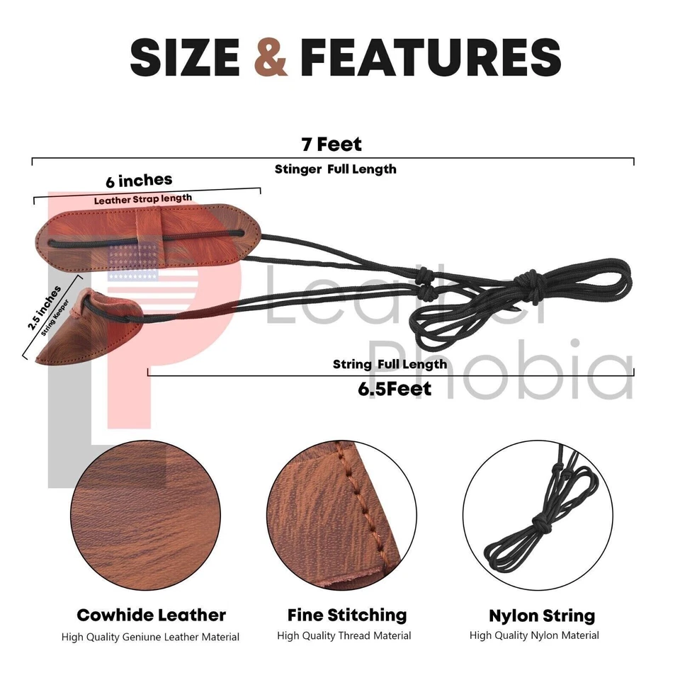 Leather Bow Stringers Archery Bowstring Recurve Long bow Replace Rope Tools 4Pc - Image 2 of 4