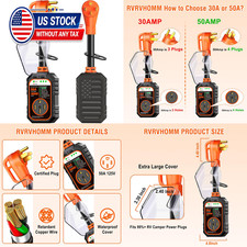 RV Surge Protector 30000J 50 Amp Waterproof Circuit Analyzer for Camper Trailer