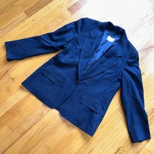 Pendleton Blazer Womens 14 Navy Virgin Wool Made in USA One Button Lined Flap