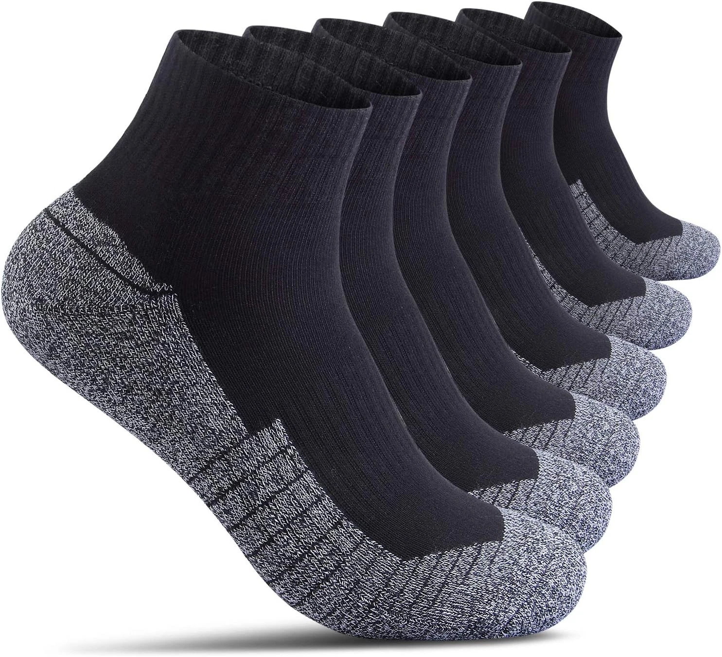 Mens Cotton Athletic Ankle Socks - 6/8 Pack Thick Cushion Low Cut Sock Comfortab