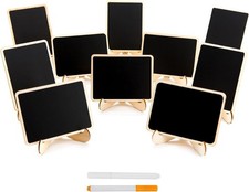 DSTELIN 10 Pack Mini Chalkboards Signs with Easel Stand, Small Rectangle Chalkbo
