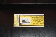 1970 WILLIAM & MARY AT MIAMI CANES FOOTBALL TICKET CHUCK FOREMAN COLLEGE DEBUT