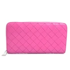 Auth BOTTEGAVENETA Intrecciato Zip Around Long Wallet Pink Leather - h32320a