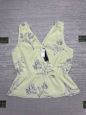 Banana Republic Shirt Womens Medium Yellow White Floral Tank Top New