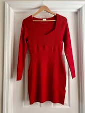 Abercrombie Long Sleeve Corset Mini Sweater Dress Bodycon Silhouette Red Size LP