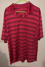Champion Men's Red  Black Striped Polo Golf Lightweight Duo Dry Shirt - Size XL