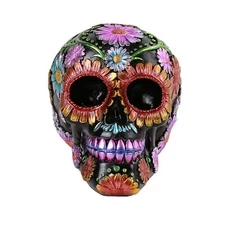 Day of The Dead Skull Hand Painted Cold Cast Resin Home Decorative Collectible