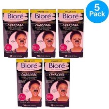 Bior  Charcoal Deep Cleansing Pore Strips for Blackheads 18 Count 5 Pack Bundle