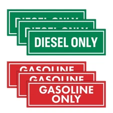 6pc Diesel  Gasoline Stickers for Fuel Tanks | Weatherproof Adhesive Decals