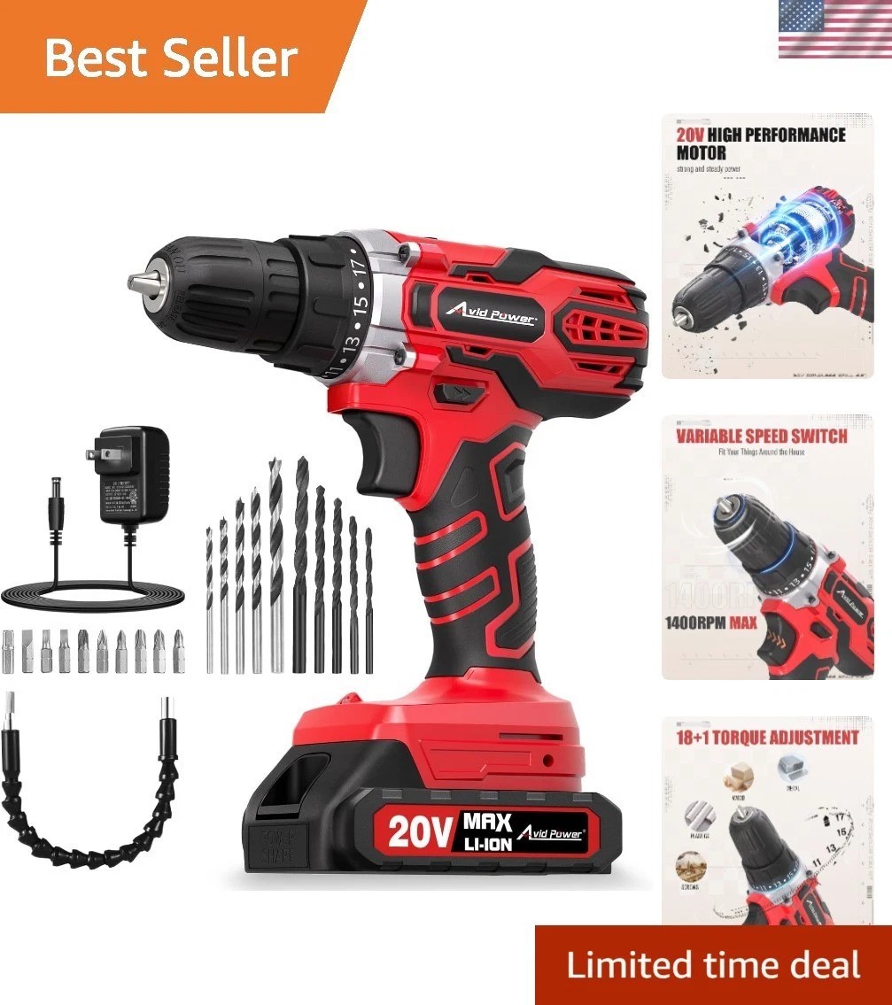 Lightweight 20V MAX Cordless Drill Set - 19 Torque Settings 