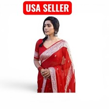 Women's Pure Soft Kanjivaram Cotton Silk Saree Banarasi Style With Blouse Piece
