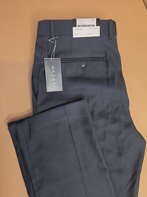 New Mazari Mens Dress Slacks Size 38x32 Charcoal Flat Front 