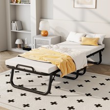 31"x75" Metal Folding Cot w/ Memory Foam Mattress, Rolling Guest Bed,Space Saver