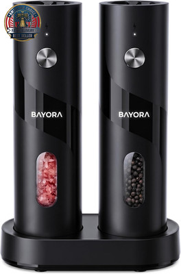 Rechargeable Electric Salt & Pepper Grinder Set W/ Charging Base   Automatic Sal