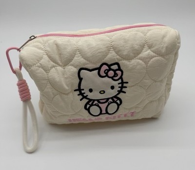 Hello Kitty gesteppte Herz Puffer Kosmetiktasche - Creme & Rosa Top Zustand