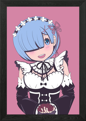 Rem from Re:Zero Anime Illustration gerahmtes Wandbild Poster Leinwanddruck Bild