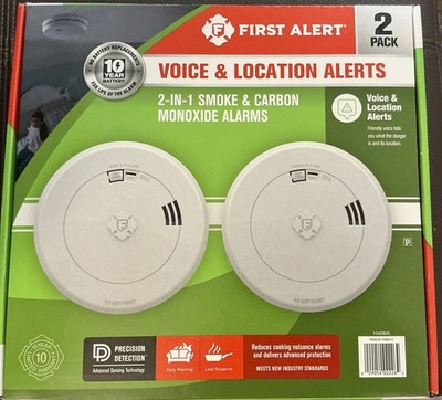 First Alert 2-in-1 Smoke & Carbon Monoxide Alarms with Voice Alerts - 2 Pack