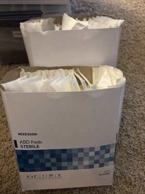 (2 boxes) McKesson Abdominal Pads ABD Sterile 5'' x 9'' Gauze Bandage Pads 40 Ct