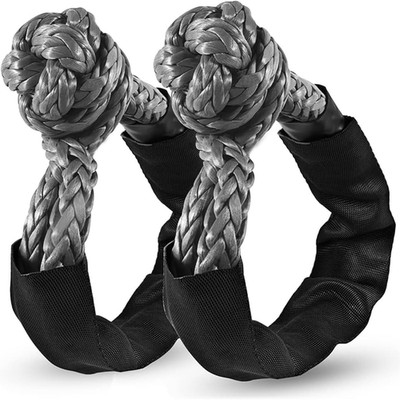2 Pack Black Soft Shackles 57,000 LBS Breaking Strength 1/2 Inch X 22 Inch with