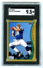 PEYTON MANNING (POP 162) 1998 TOPPS SGC-9.5 MINT+ GRADED NFL ROOKIE RC CARD #360. rookie card picture