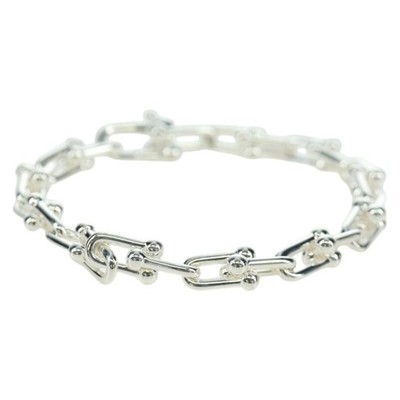 TIFFANY&Co. Hardware Small Link Bracelet Ag925 Silver Auth