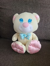 Fisher-Price Cozies Bear Cream Waffle Knit Vintage No Tags Pink Satin Paws