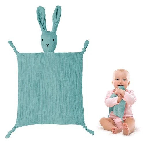 Baby Comforter Rabbit Soft Cuddle Blanket Plush Toy for Nursery Stroller – Blue