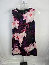 Vince Camuto Floral Sheath Dress Sleeveless Pink Purple Bloom Print Classic 4