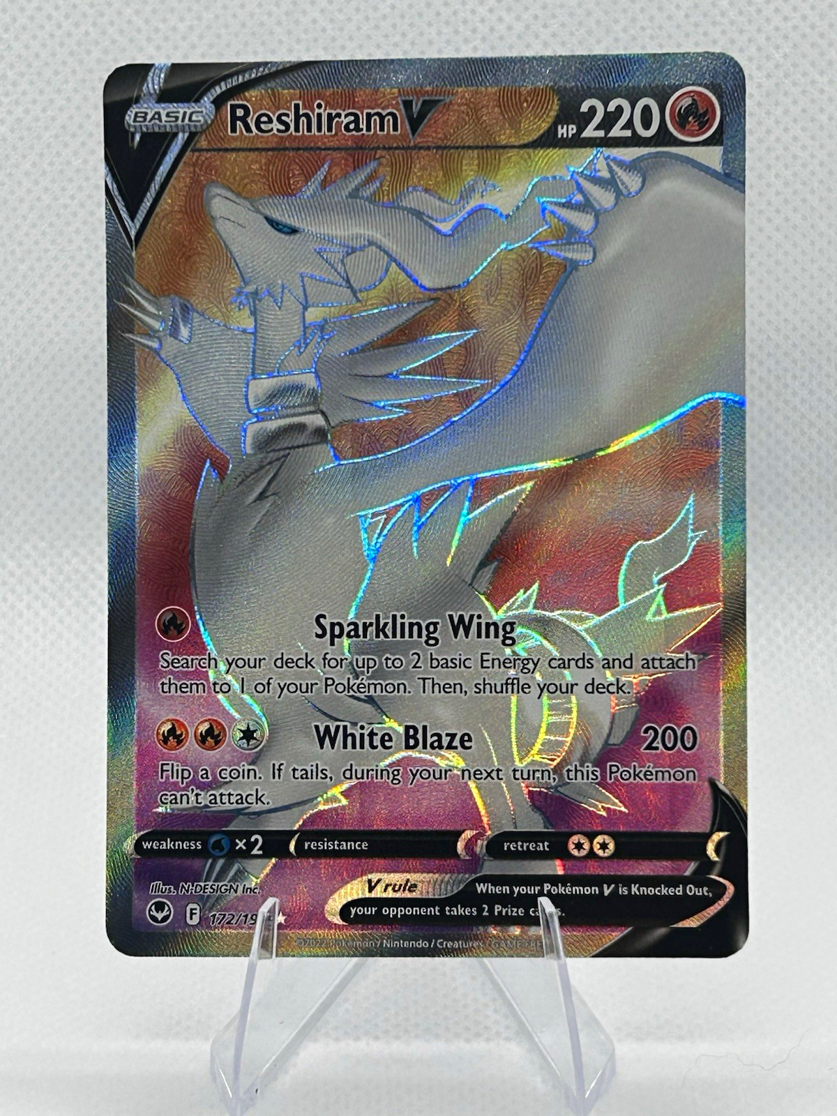 The Pokémon Company Reshiram V 172/195 Silver Tempest 220 HP UR FA Holo EN