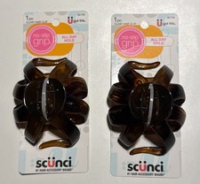 Scunci No-Slip Grip Large Claw Hair Clip All Day Hold, 2 Pack NEW