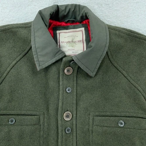 Vintage Atlantic Rancher Jacket Mens Large Olive Lined Wool Button Front image 2