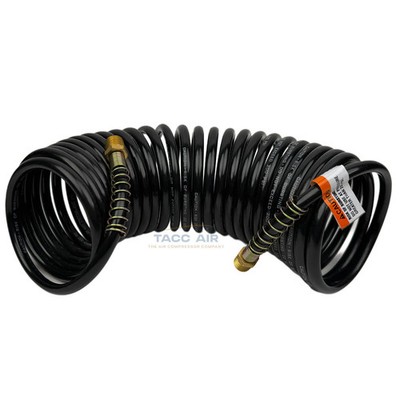 1/4 X 25 Ft Recoil Air Hose Coiled Black Nylon 200 PSI Spring Durable Ends