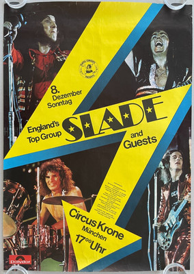 SLADE Poster Plakat (Beschädigt) Circus Krone München Tour Konzert 1975