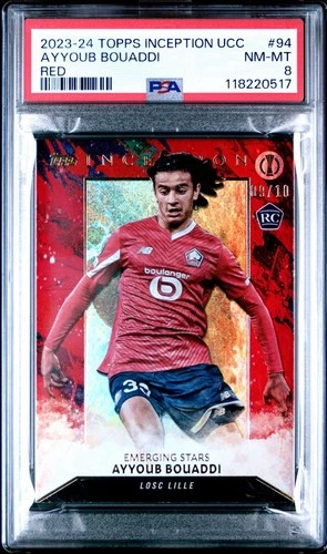 2023-24 TOPPS INCEPTION UEFA CLUB COMPETITIONS 9/10 AYYOUB BOUADDI 94 PSA 8 POP1