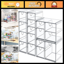 4-Pack Clear Acrylic 16-Drawer Makeup Desk Organizer - Stackable, Dustproof, S