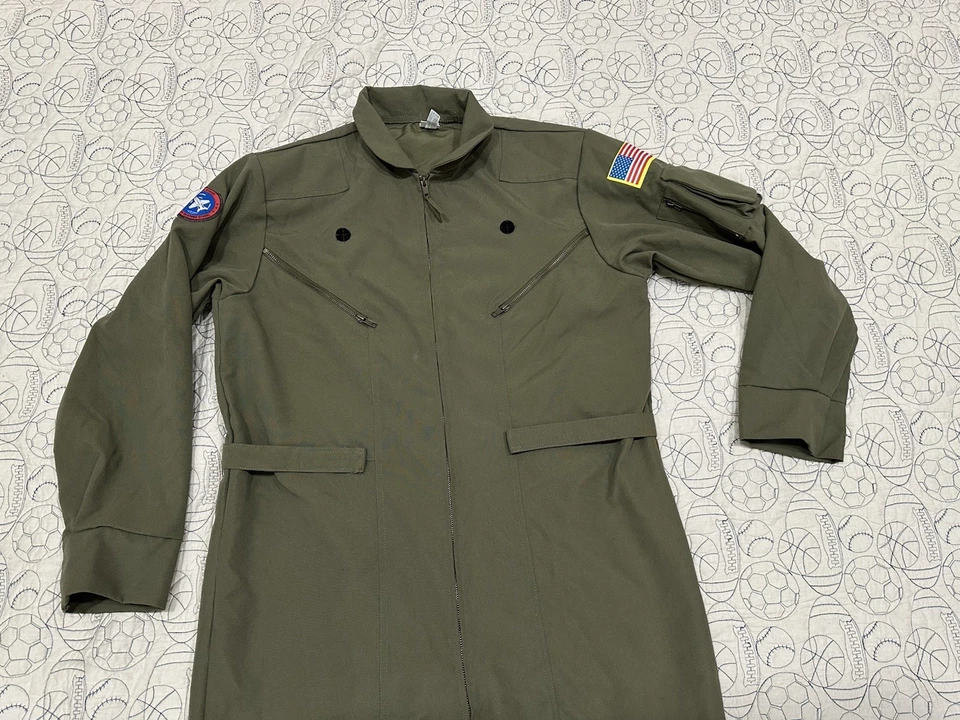 Top Gun Costume Mens Maverick Flight Suit Coverall Green cosplay  No Tag Size - Image 3 of 4