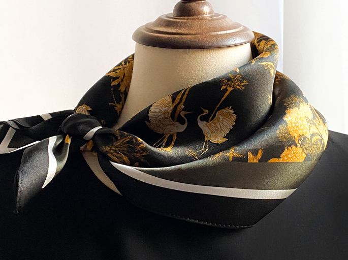 100% Silk 20 square Scarf Women neckerchief Wrap floral yellow WS93
